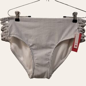 Xhiliration seersucker high waisted bikini bottoms